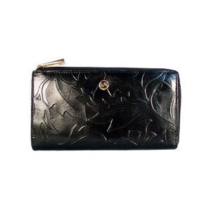 VALENTINA Embossed Leather Zip Around Clutch Organizer Wallet - Made in ITALY